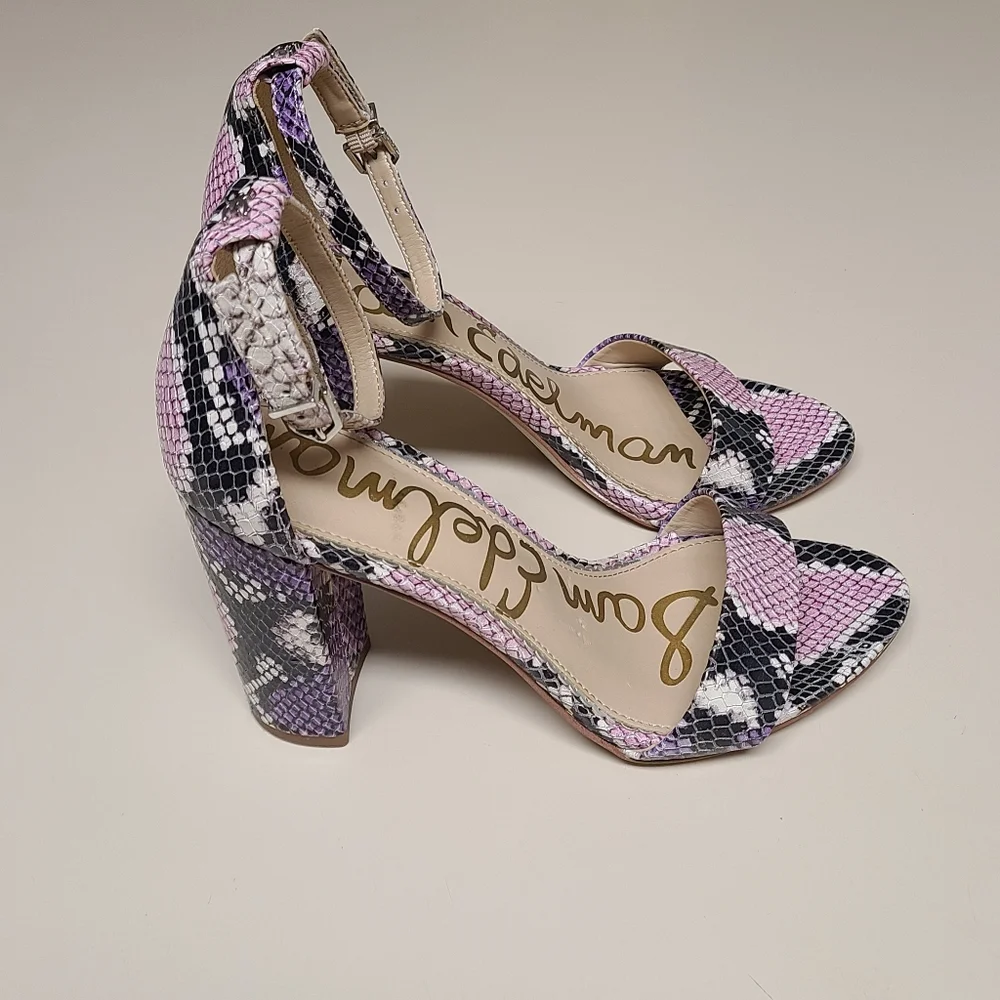 Sam Edelman Yaro snakeskin leather block heel sandals size 7 - Picture 8 of 12